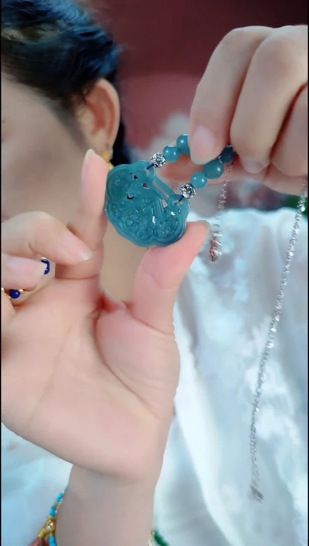 颈饰未镶嵌翡翠2597蓝水小锁链