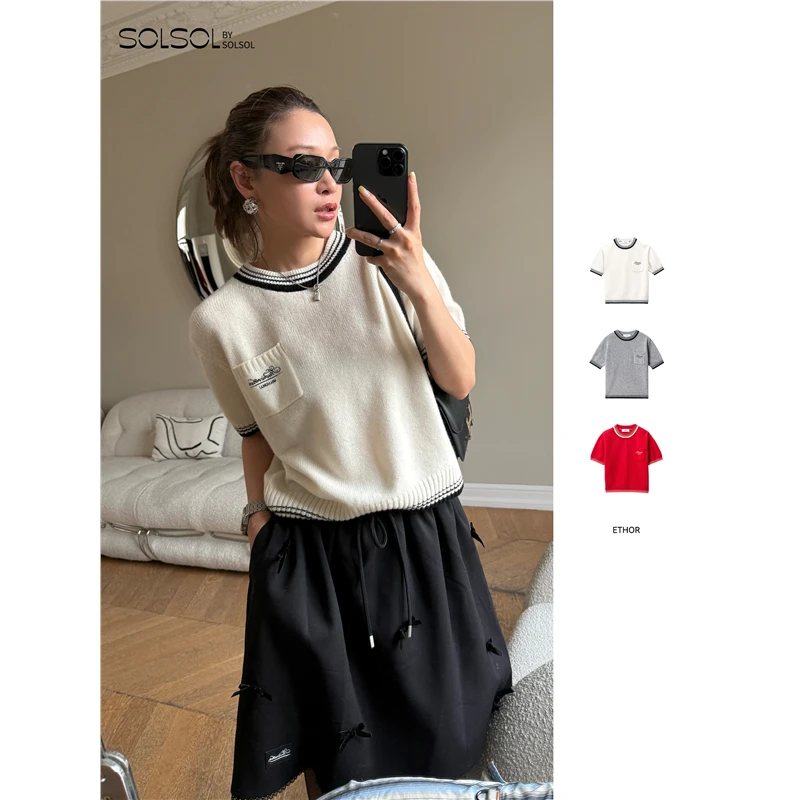 ETHOR 设计师品牌 25秋冬新品 休闲羊绒短袖毛衣 SOLSOL买手店