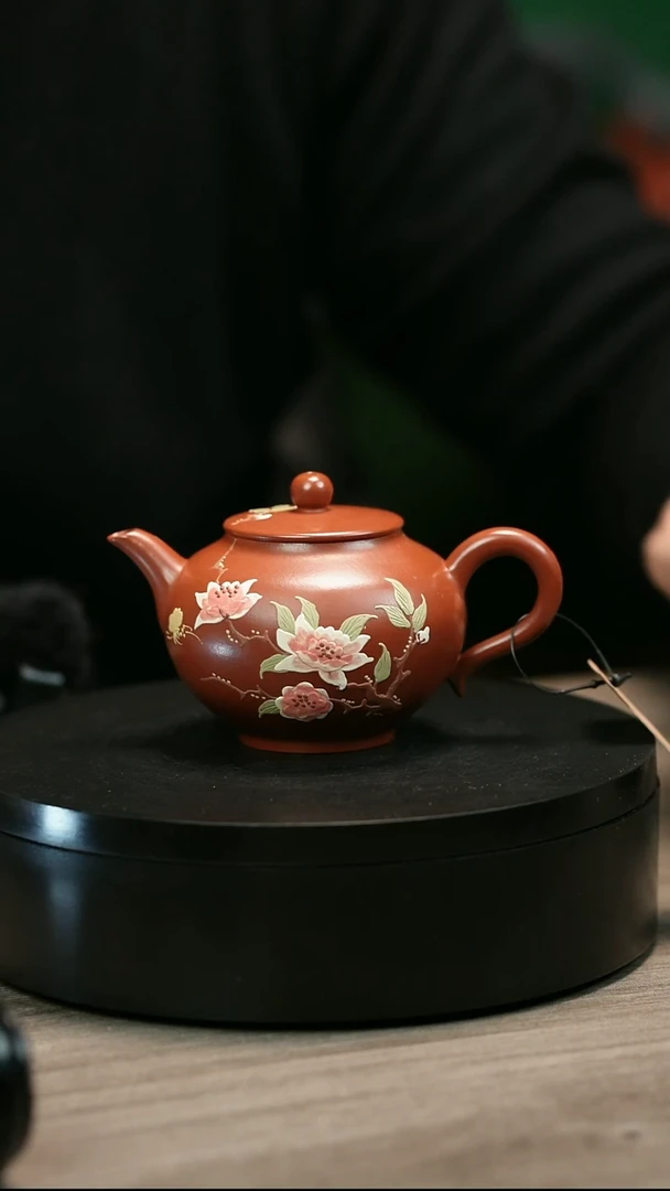 茶壶紫砂京*H2423赵翠虹堆绘圆屏