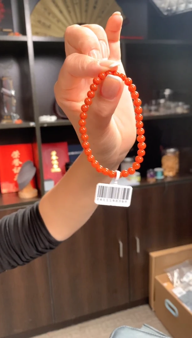【闪购商品】南红玛瑙手串未镶嵌原矿南红锦红卡5水润款