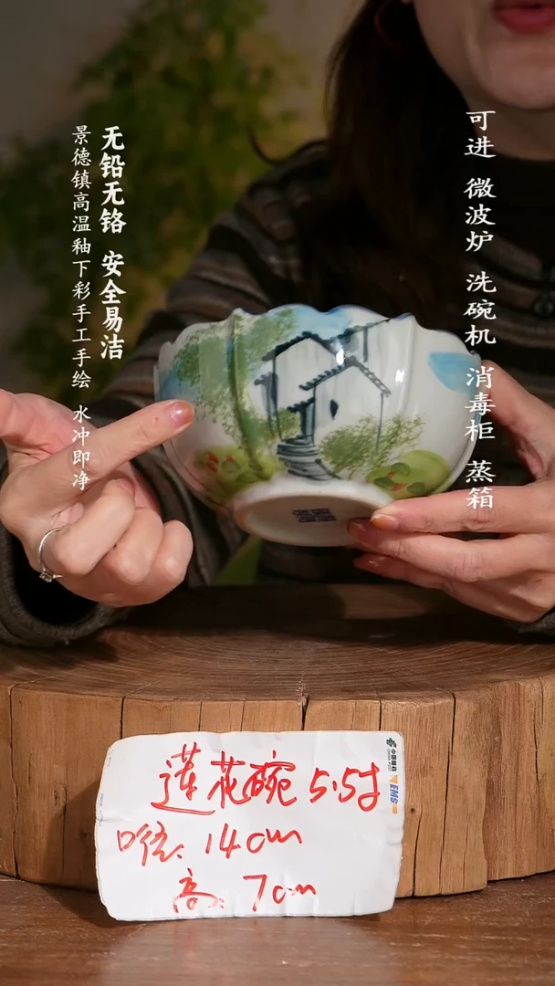 碗陶瓷景德镇高温瓷釉下彩手绘陶瓷