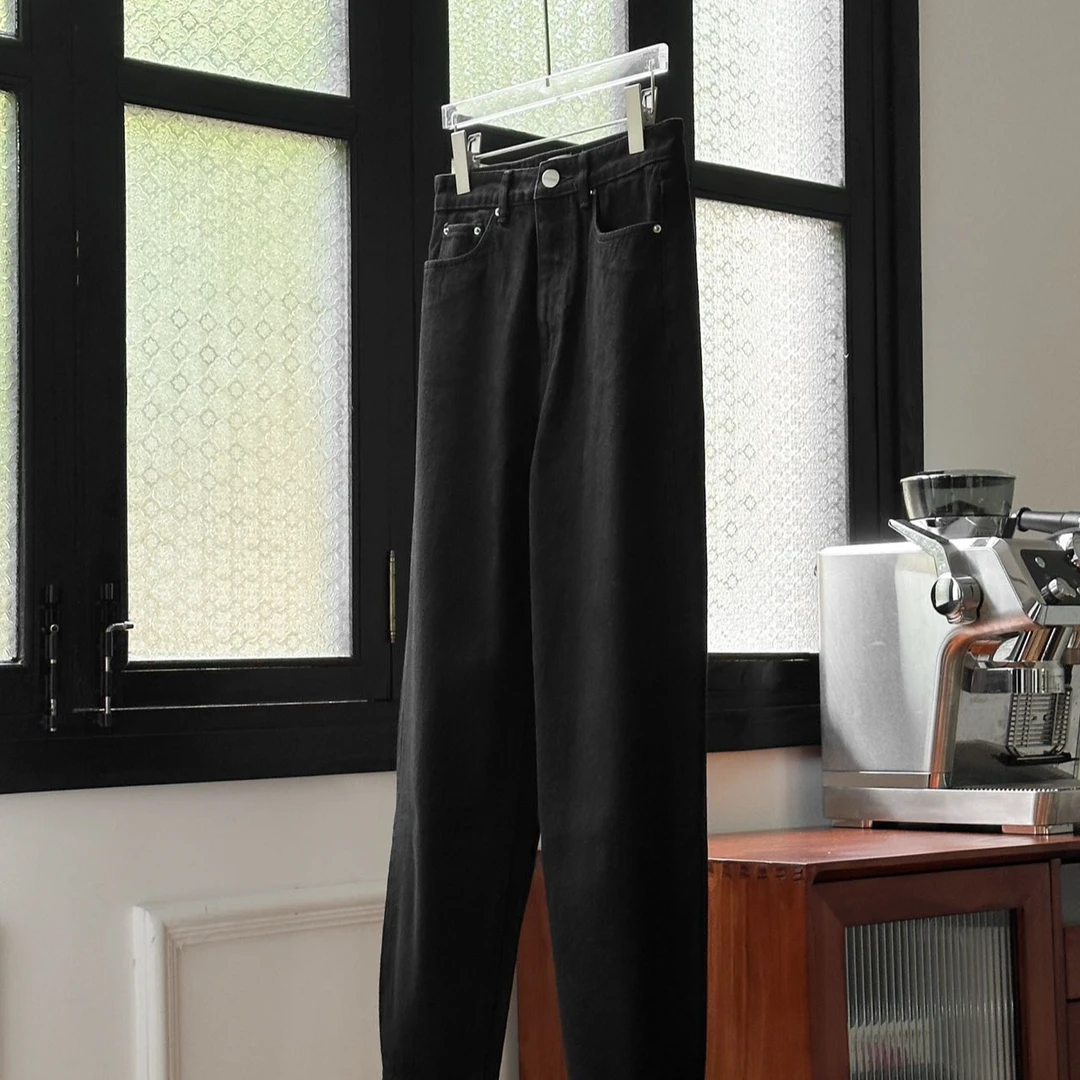 慕溢-25时尚黑色高腰牛仔裤