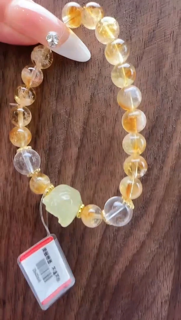 水晶手链未镶嵌天然水晶黄胶花