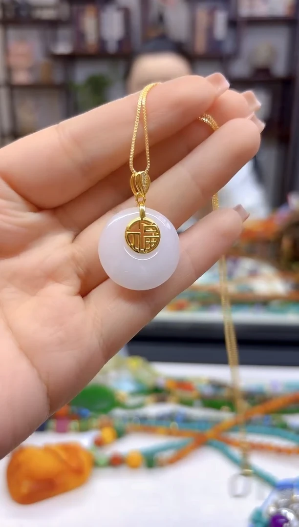 【闪购商品】和田玉（白玉）吊坠(赠链)银S925镀金镶嵌D227