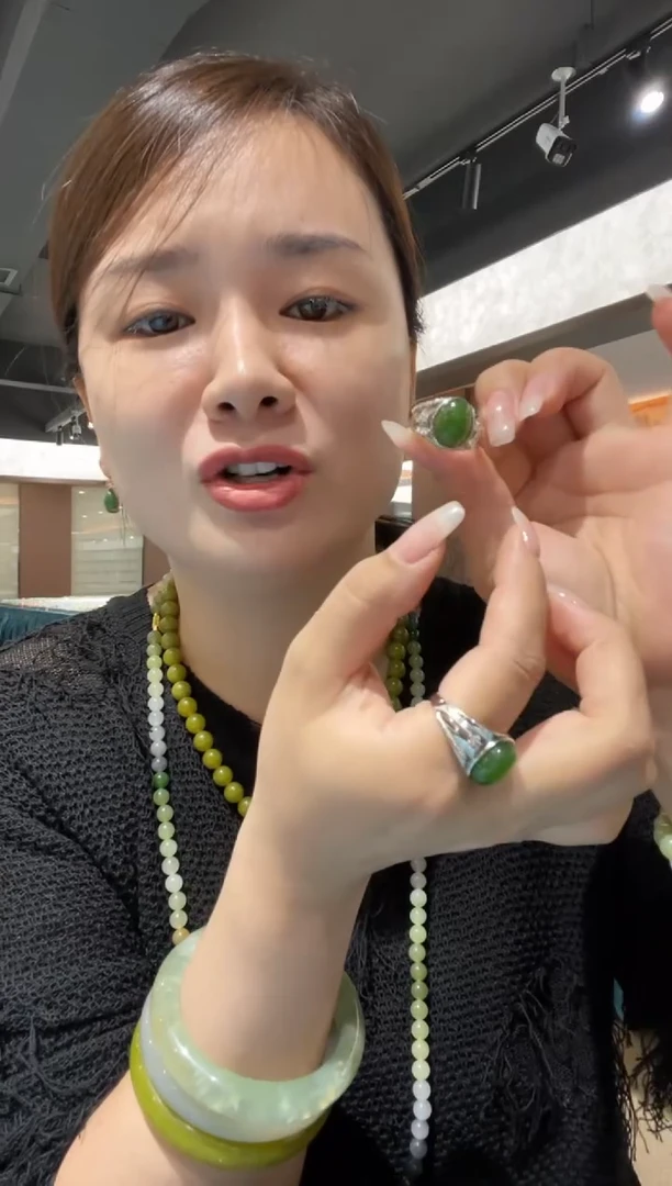 银S925镶嵌戒指和田玉多样性发货拍一发一