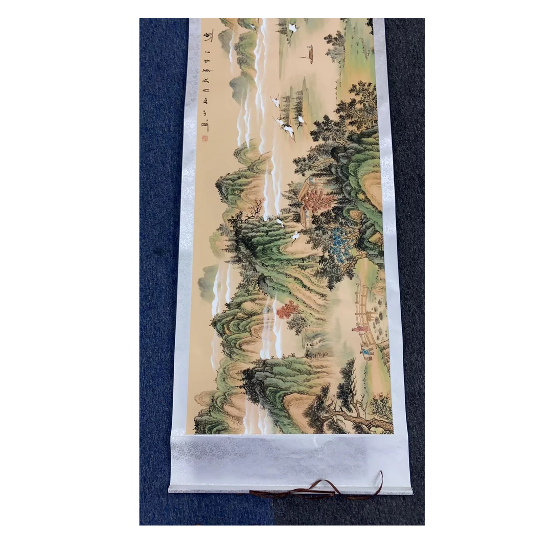 小六尺《溪山隐逸》卷轴装裱尺寸2米*0.75米，高端大气国风装饰画