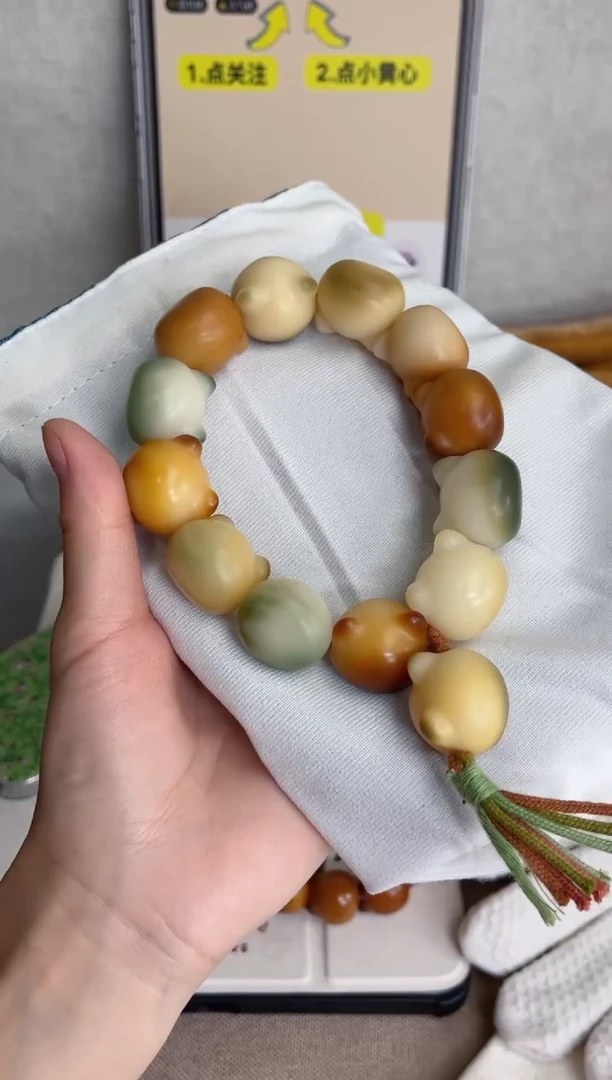 菩提根/象牙果手串e45干磨猫猫头23mm手持