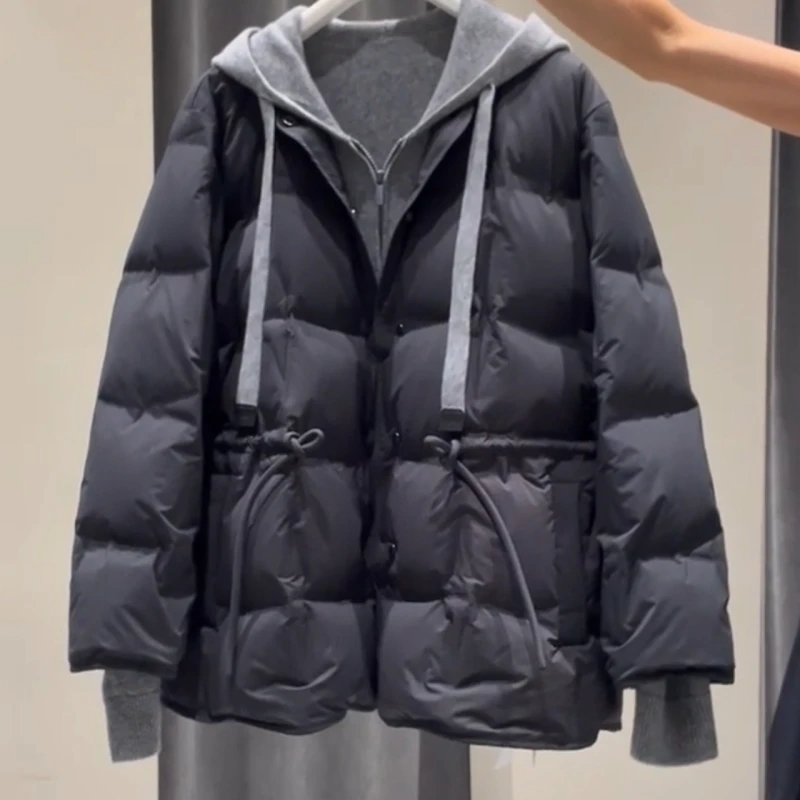 高级感气质黑色棉服女2025冬季新款韩系百搭简约显瘦保暖棉衣外套