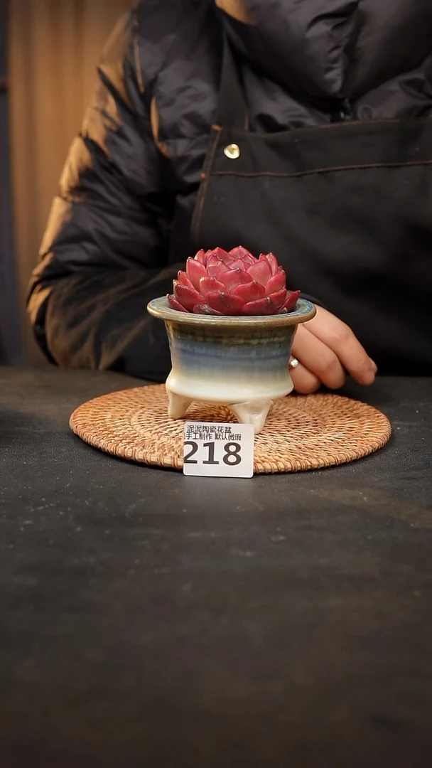 【闪购商品】瓷片218泥泥手工花盆口7-8高7-8