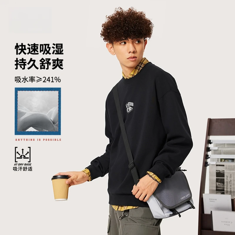 李宁卫衣男士春季新款套头衫长袖吸汗舒适宽松AWDU609运动卫衣