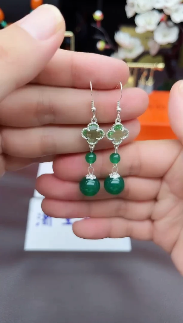 玛瑙/玉髓耳饰银S925镶嵌705000