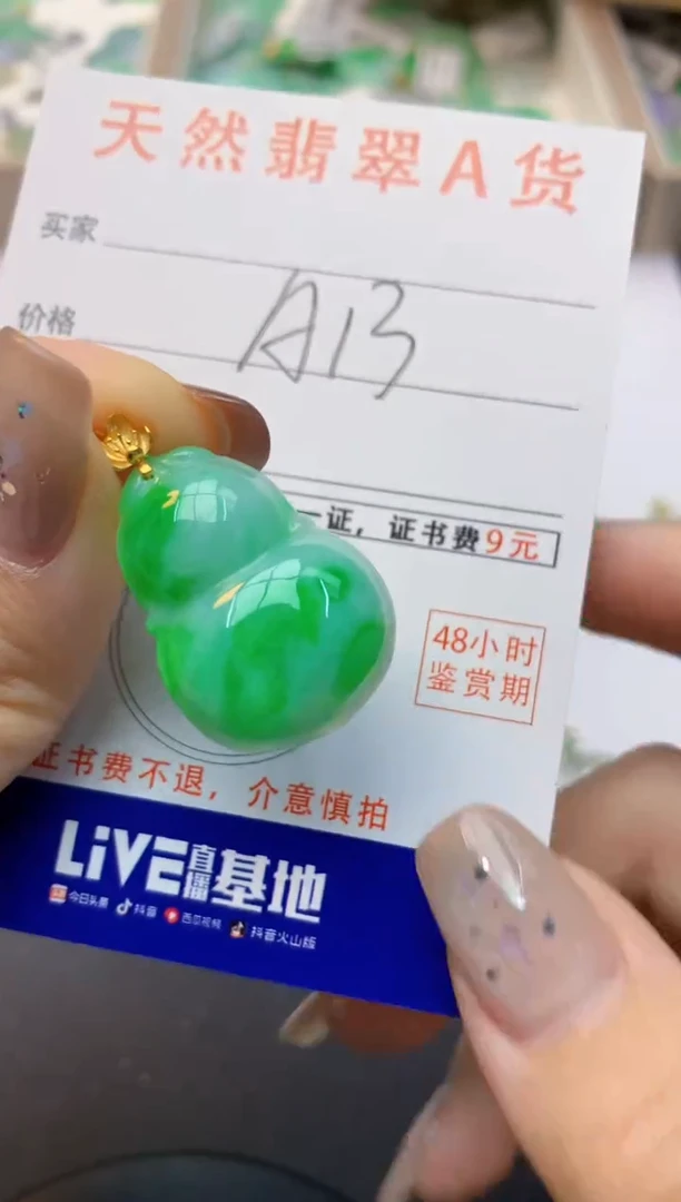 颈饰18K金镶嵌翡翠天然缅甸A货翡翠百元以上9元证书费自理