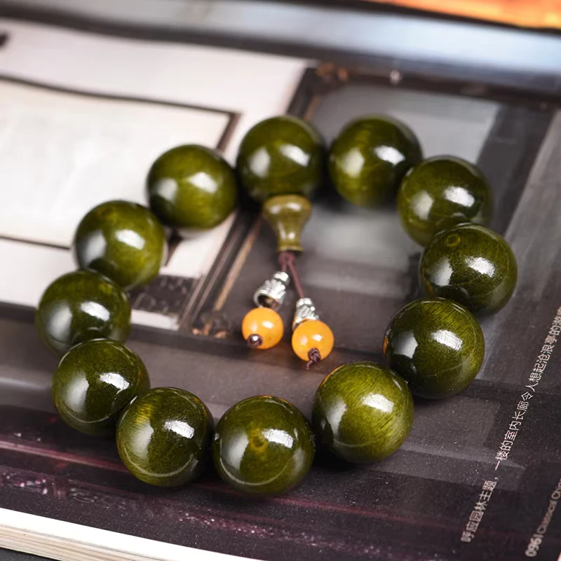 绿色圆木珠料S0121无礼盒