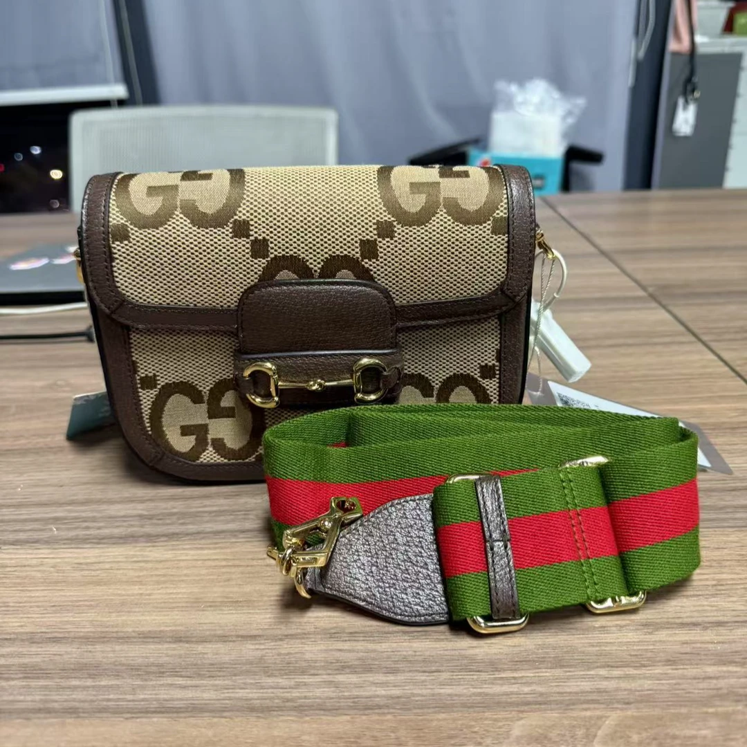 99新 GUCCI/古驰 新款大老花迷你1955斜挎包/单肩带