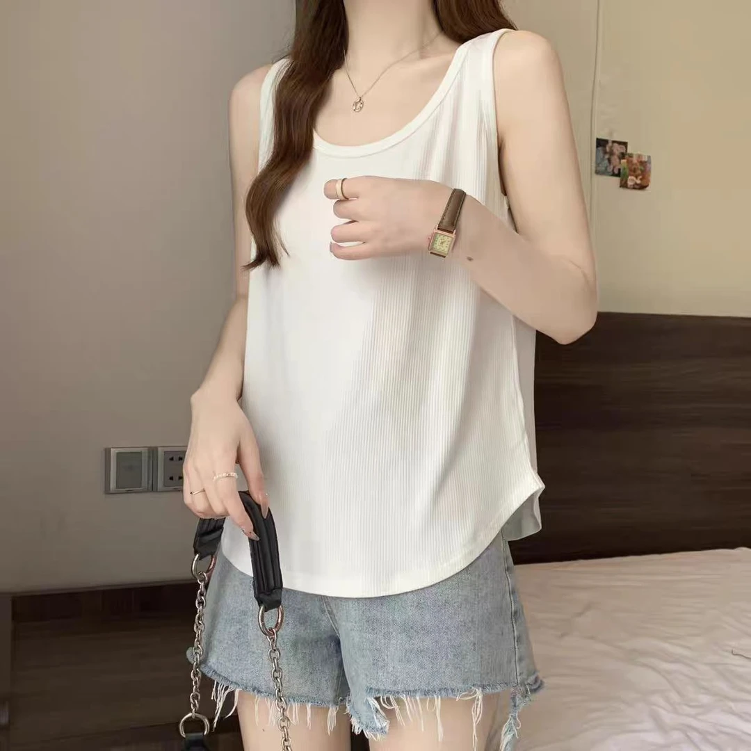 拉夏贝尔宽松吊带背心女春夏大码遮肉显瘦外穿内搭宽松打底无袖上