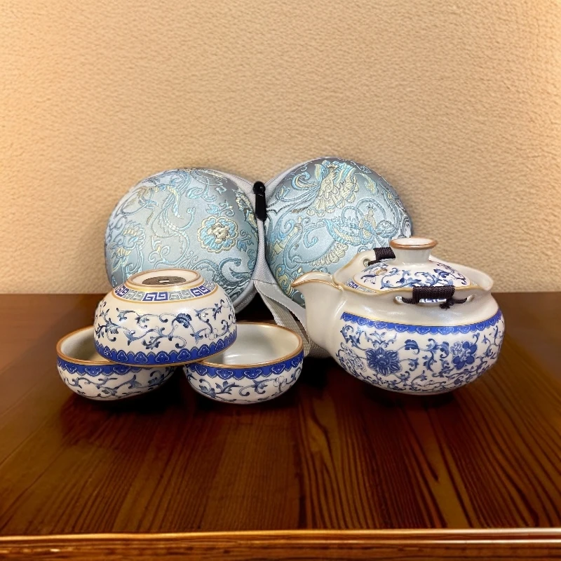 古拙堂1正品青花宝瓶手抓壶一壶三杯