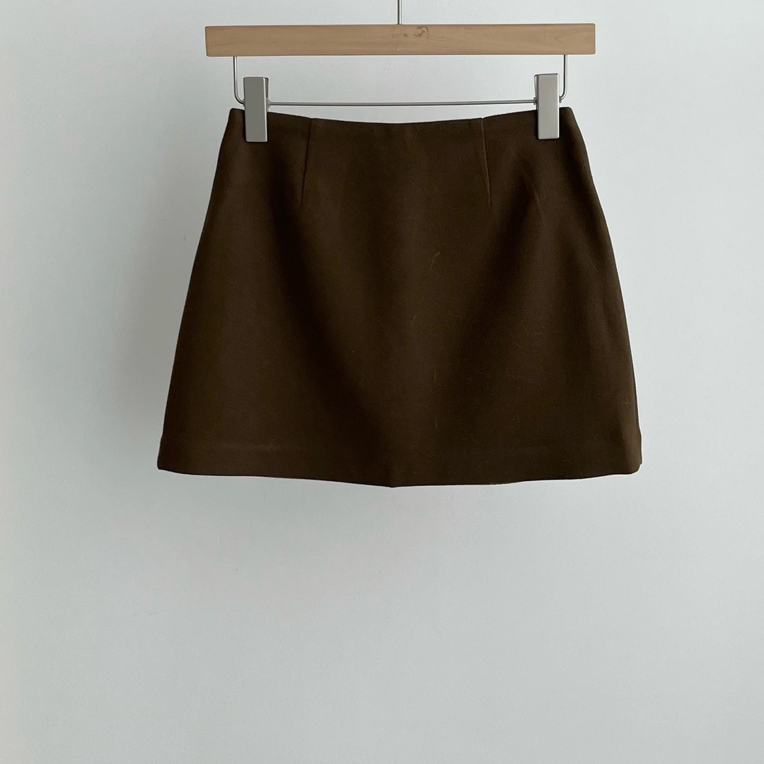 韩国 东大门 P*a**t B*as*e羊毛 气质 半身裙高腰时尚百搭T004