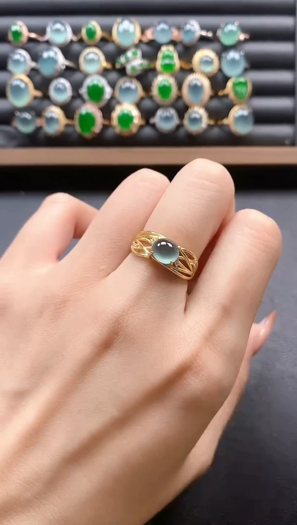 银S925镶嵌戒指翡翠51511