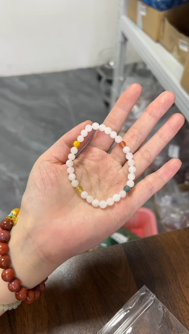手链未镶嵌和田玉和田白玉多宝小米珠手链[0907]