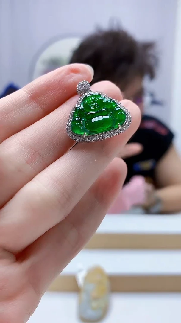 未镶嵌定制翡翠4688zm-毛货挂件85佛公