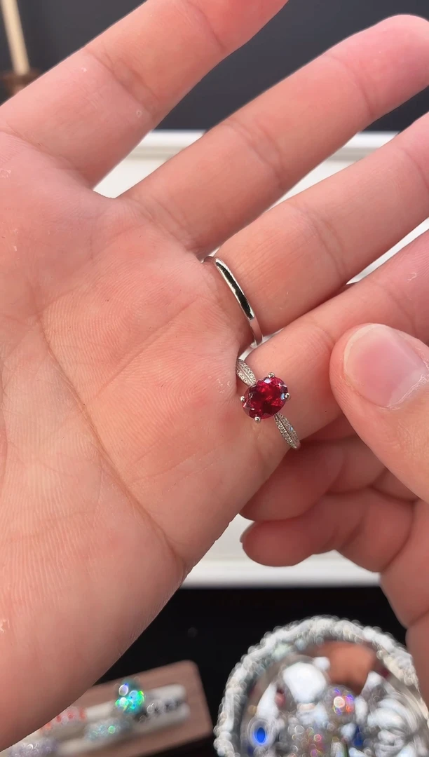 银S925镶嵌戒指红宝石1111111