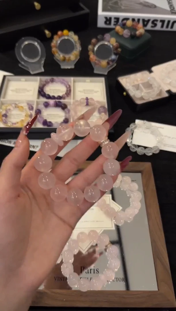 合金手链水晶粉水晶x3644