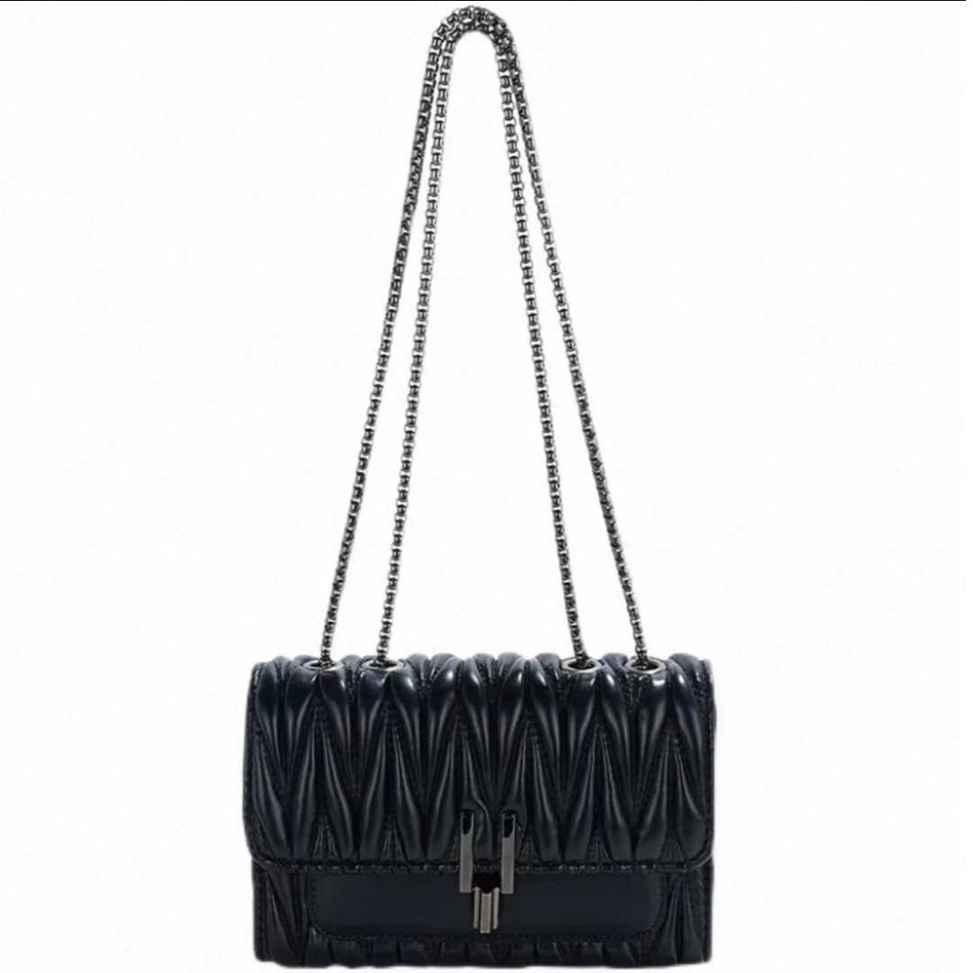 路易彼岸正品夏天小挎包时尚链条小方包包成熟潮流高级感2218黑色