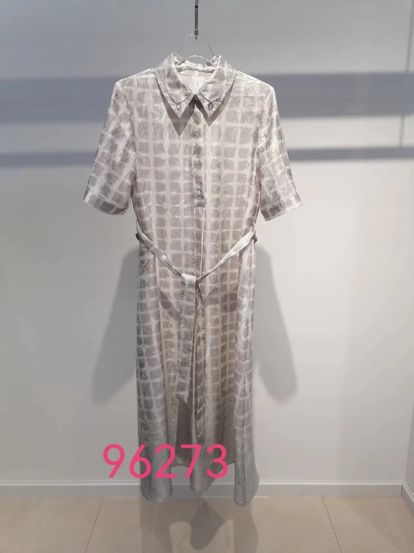 (西西专属)2025春夏新款简约百搭桑蚕丝连衣裙96273