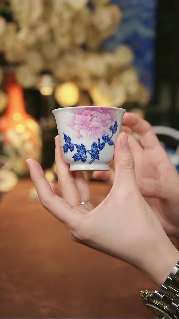 元煦窑 牡丹直口杯