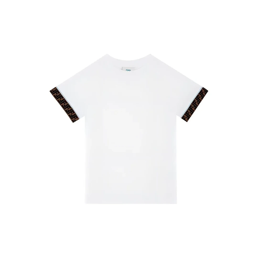 未使用 FENDI/芬迪 FENDI芬迪T恤 拼接Logo圆领直筒短袖 白色