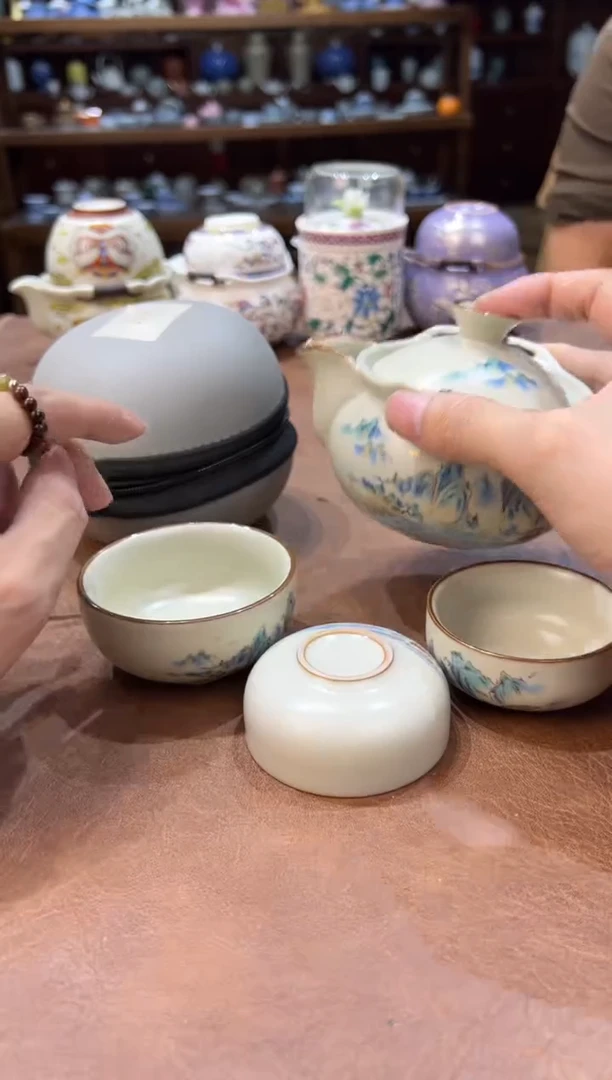 真的很便宜超好看会开片的旅行茶具