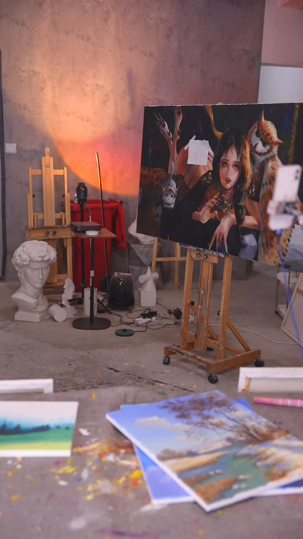 【闪购商品】油画镜子花花丙烯画纯手绘