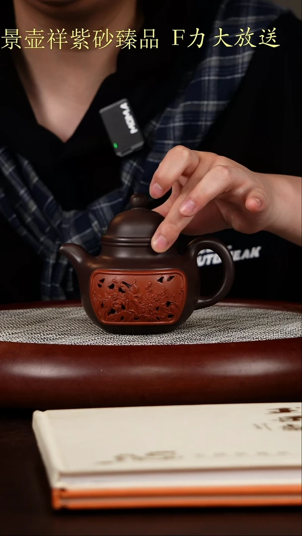 茶壶紫砂镂空 掇球百目紫茄