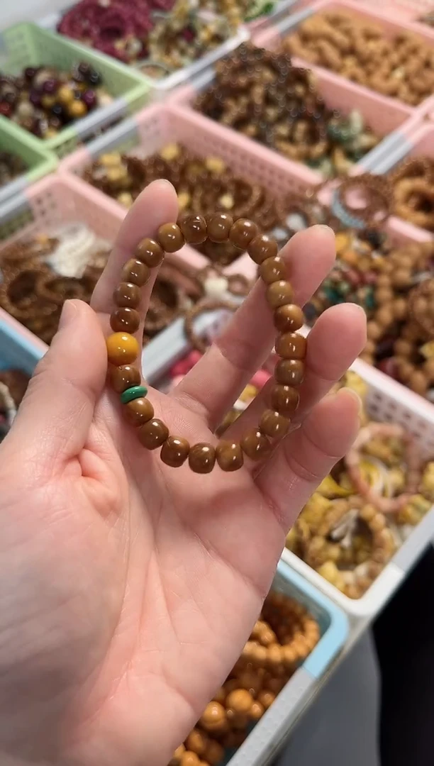 【闪购商品】石英质玉(黄龙玉)手串未镶嵌库克老型搭配黄龙玉7*8mm