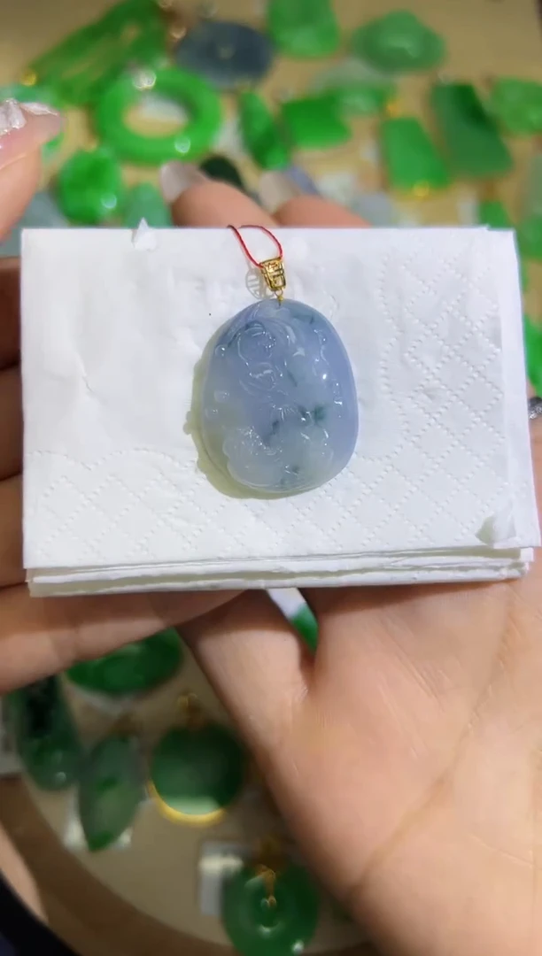 【闪购商品】翡翠颈饰18K金镶嵌Q缅料A货翡翠/支持复检/一件