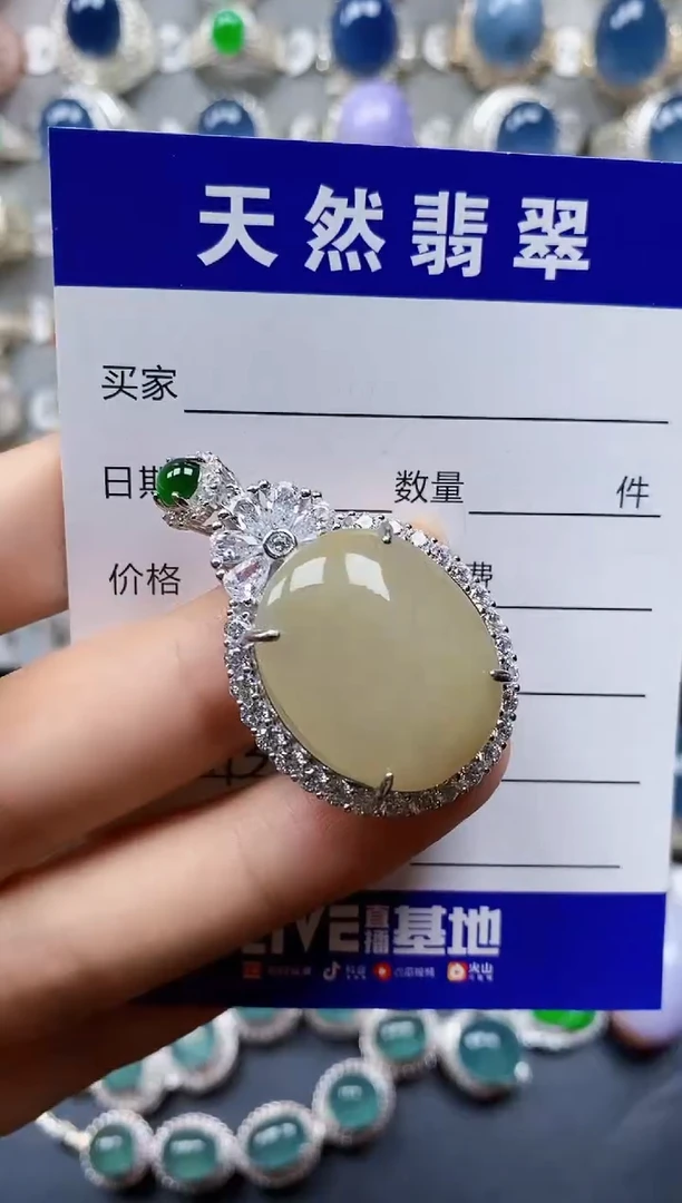 翡翠银S925镶嵌颈饰0113