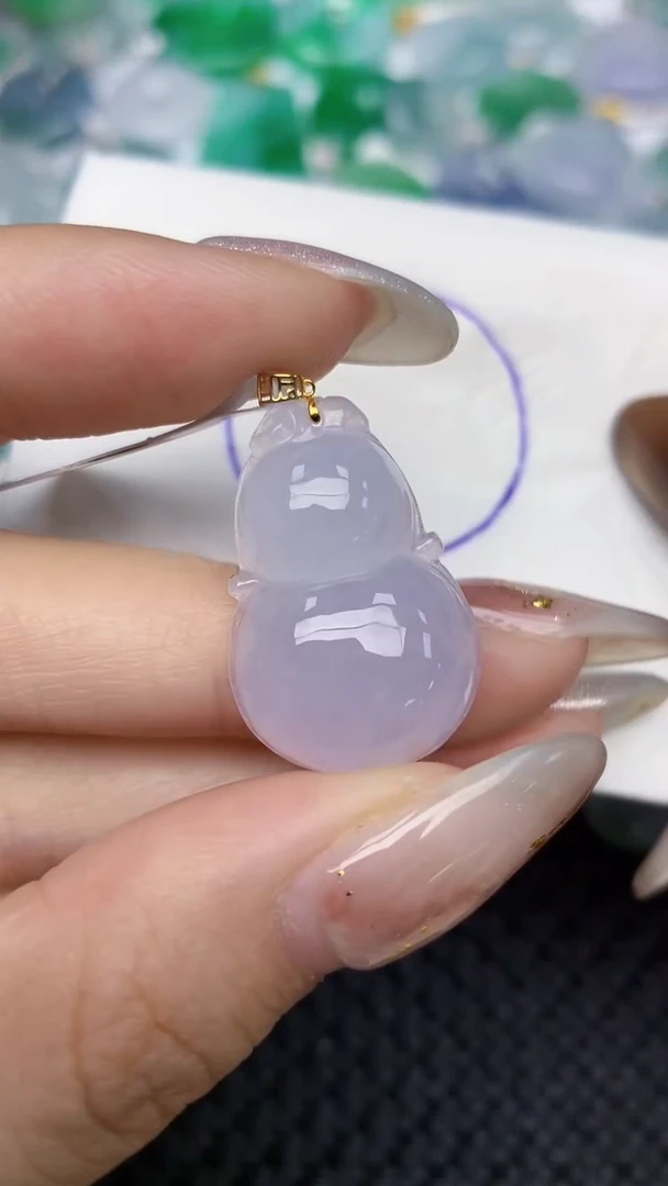 颈饰18K金镶嵌翡翠天然缅甸翡翠a货百元以上9元证书费自理