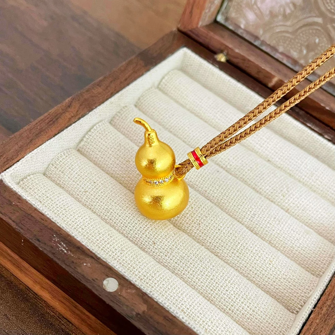 【舟山普陀直发】2025蛇年新中式金色葫芦吊坠男女款编织绳