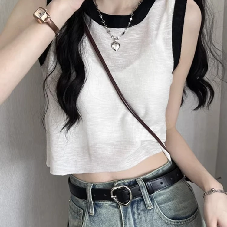 白色无袖短款吊带背心女夏2025新款内搭外穿多巴胺泰兰德三亚上衣