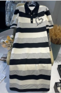 (孤品)【连衣裙】夏季时尚英伦风收腰中长款短袖女士裙YC1939HL