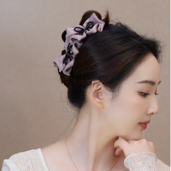 ♠天天♠10粉紫色蝴蝶结抓夹HTHXZ009