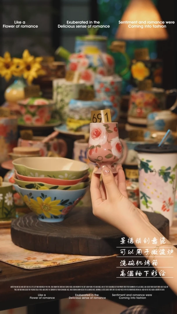 陶瓷景德镇高温釉下彩绘设计师款式