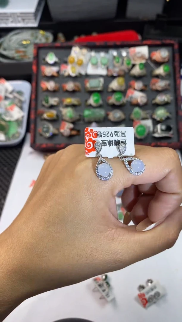 银S925镶嵌戒指翡翠1