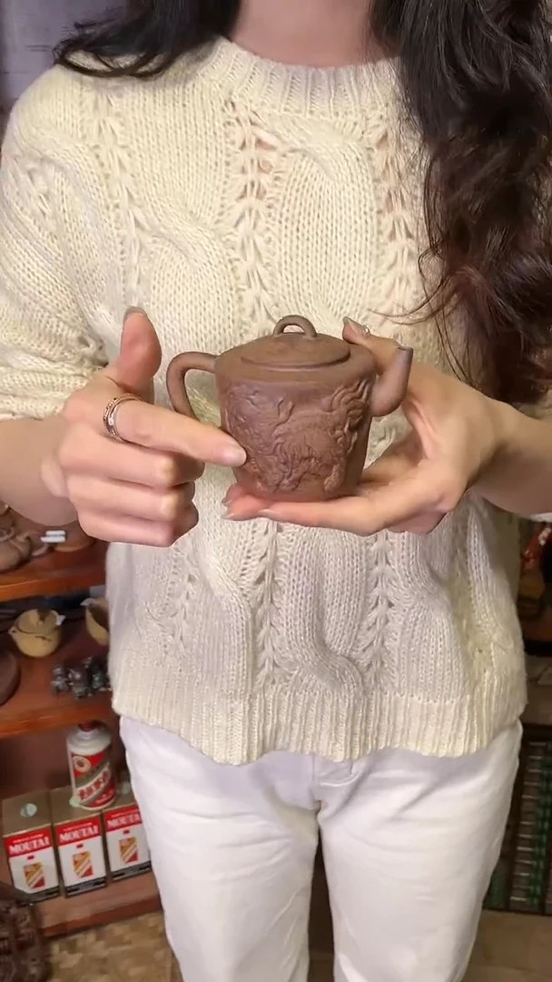【闪购商品】C08原矿醒狮磨砂感老岩泥茶壶