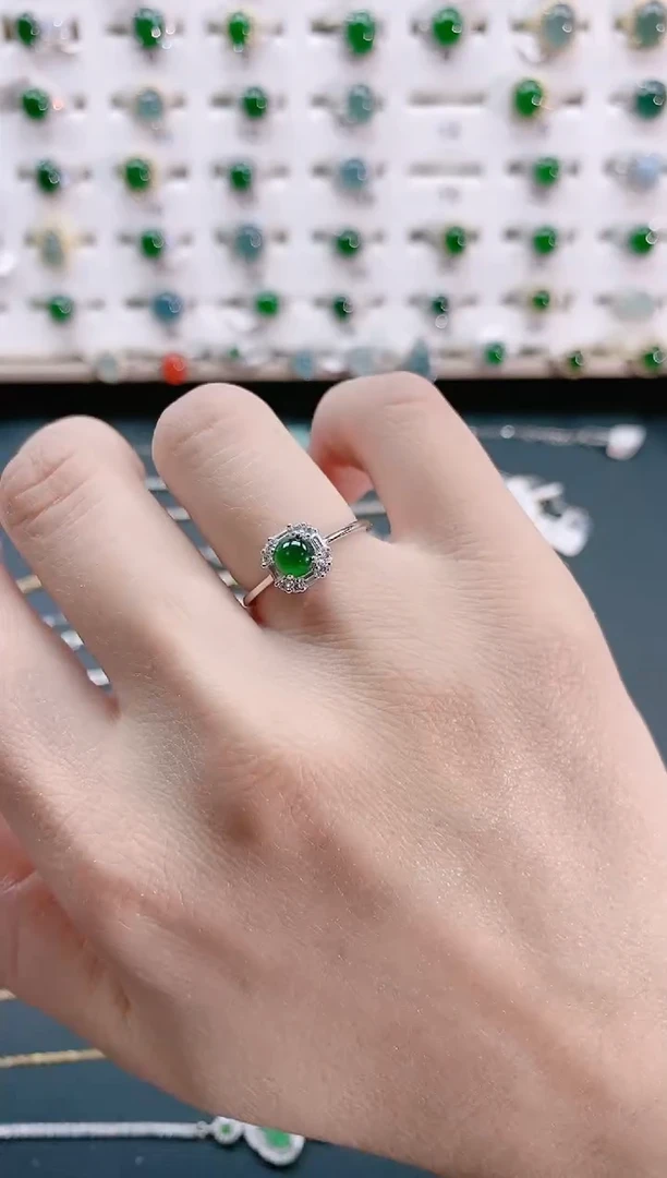 【闪购商品】翡翠戒指银S925镶嵌天然翡翠