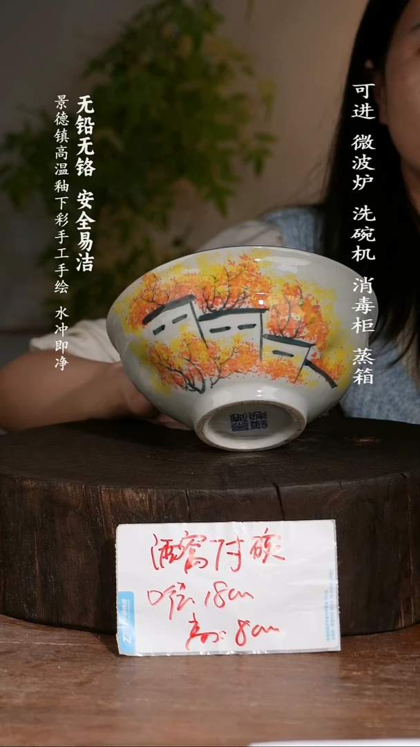 碗陶瓷景德镇高温瓷釉下彩手绘陶瓷