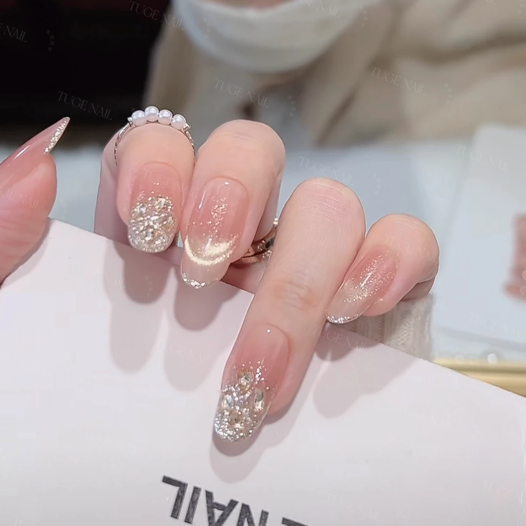 TugeNail “星辰律动”春夏显白金边法式猫眼纯欲手工穿戴甲TGY204