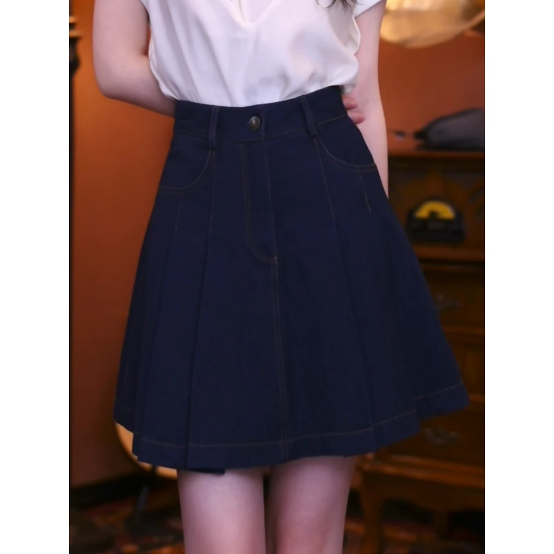 蒋肉肉【复古际遇】复古百搭显瘦半身裙高腰女装短裙02061