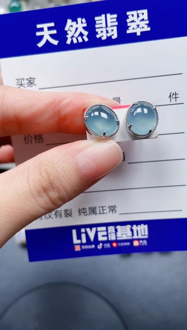 银S925镶嵌翡翠耳饰88