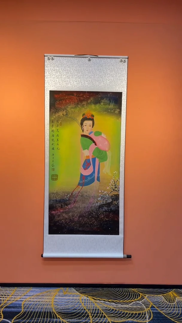 国画张巨富 宫廷人物卷轴 随发一副